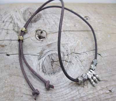 Oxidized Sterling Beads on stiched leather cord